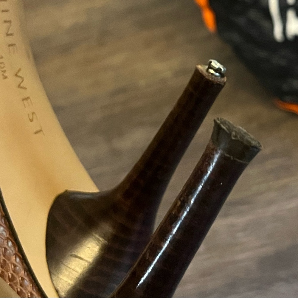 VTG Nine West Brown Tan Textured Pointed-Toe Tassel Heels - Picture 6 of 6